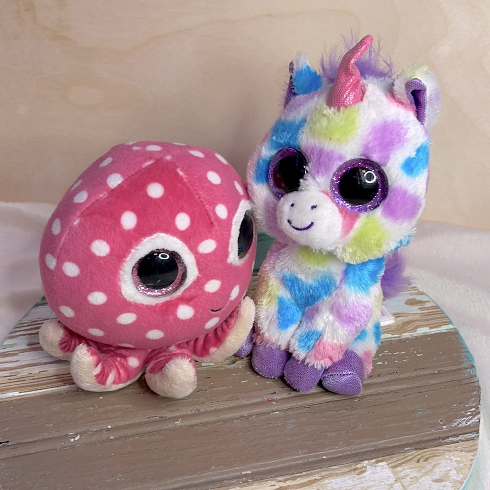 TY Ollie the Octopus and TY Wishful Unicorn